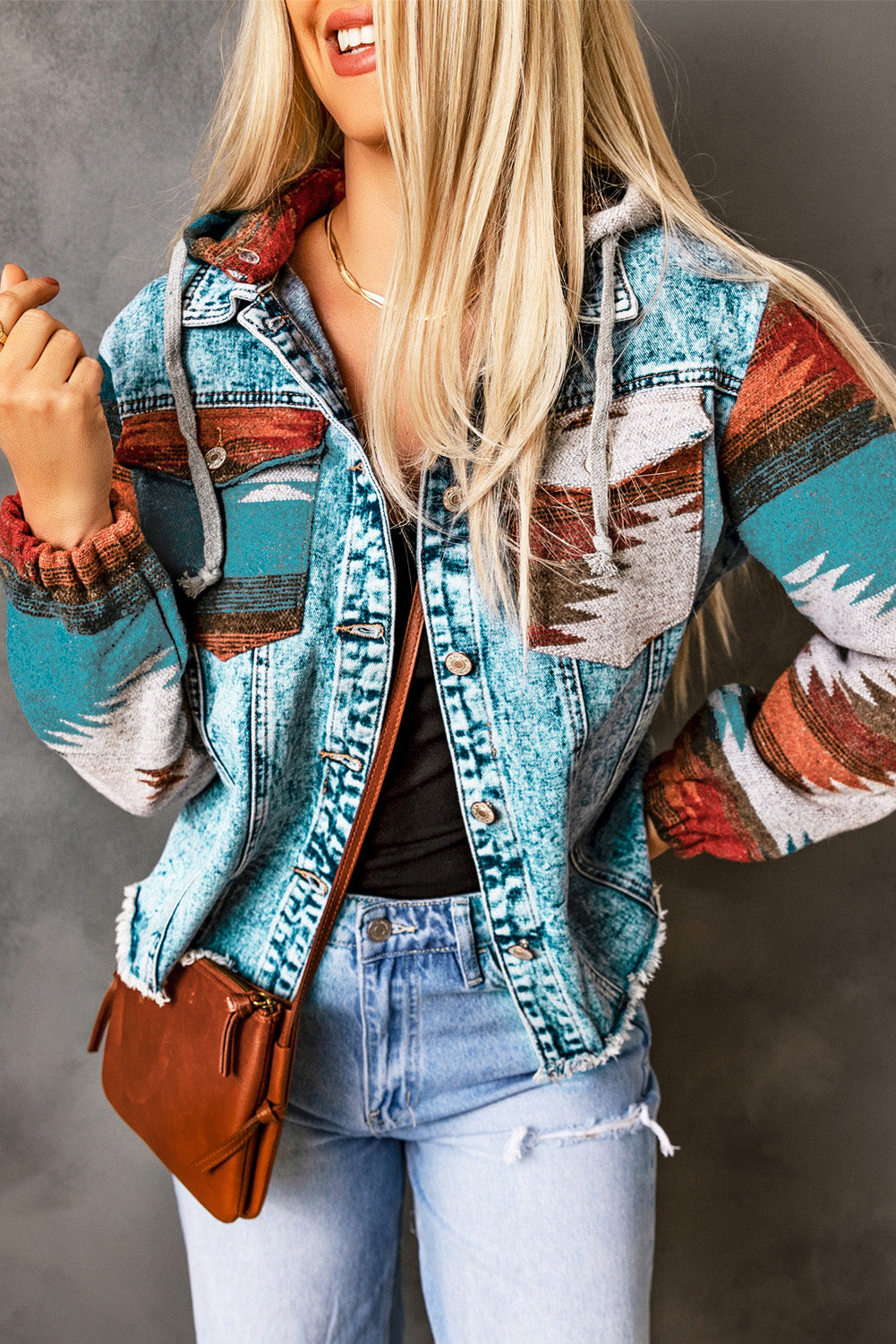 Aztec Fringe Denim Jacket