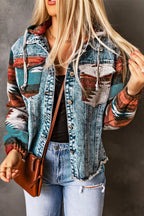 Aztec Fringe Denim Jacket