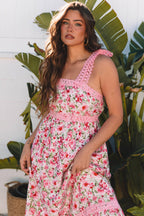 Rosé Lace Floral Maxi Dress
