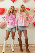 Blush Bow Check Sweater