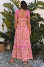 Rosé Lace Floral Maxi Dress