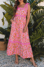 Rosé Lace Floral Maxi Dress